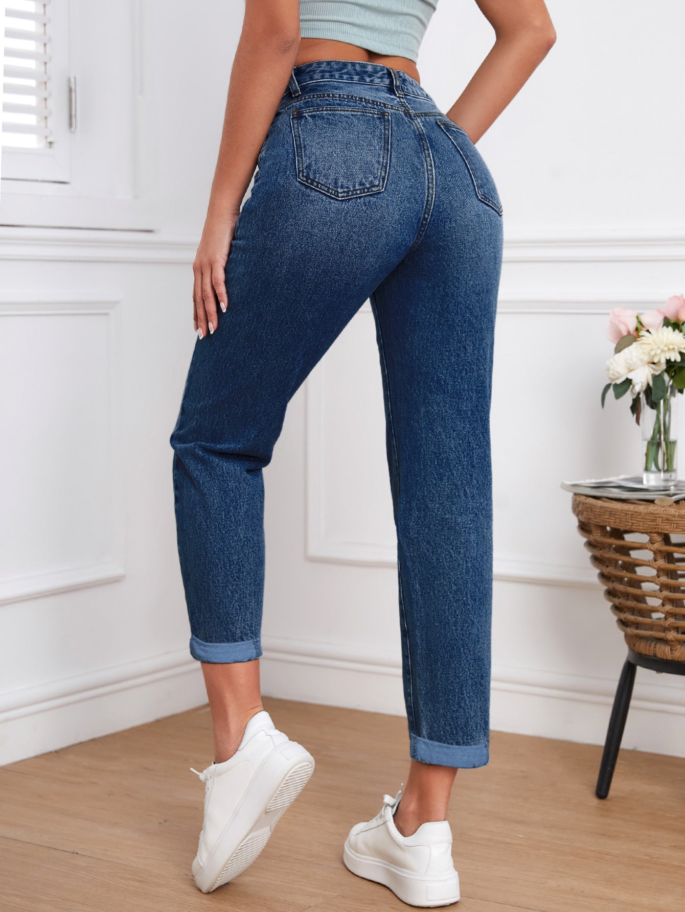 ODIN SOLID HIGH WAIST MOM FIT JEANS