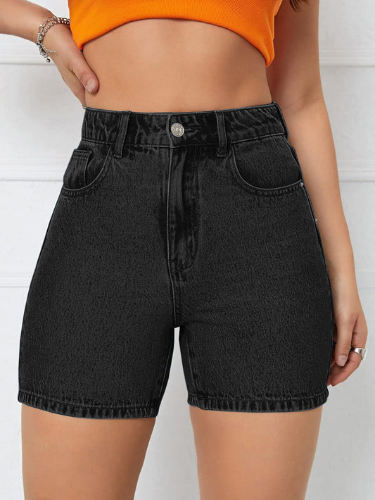 TRIVIA SOLID CUFFED HEM DENIM SHORTS