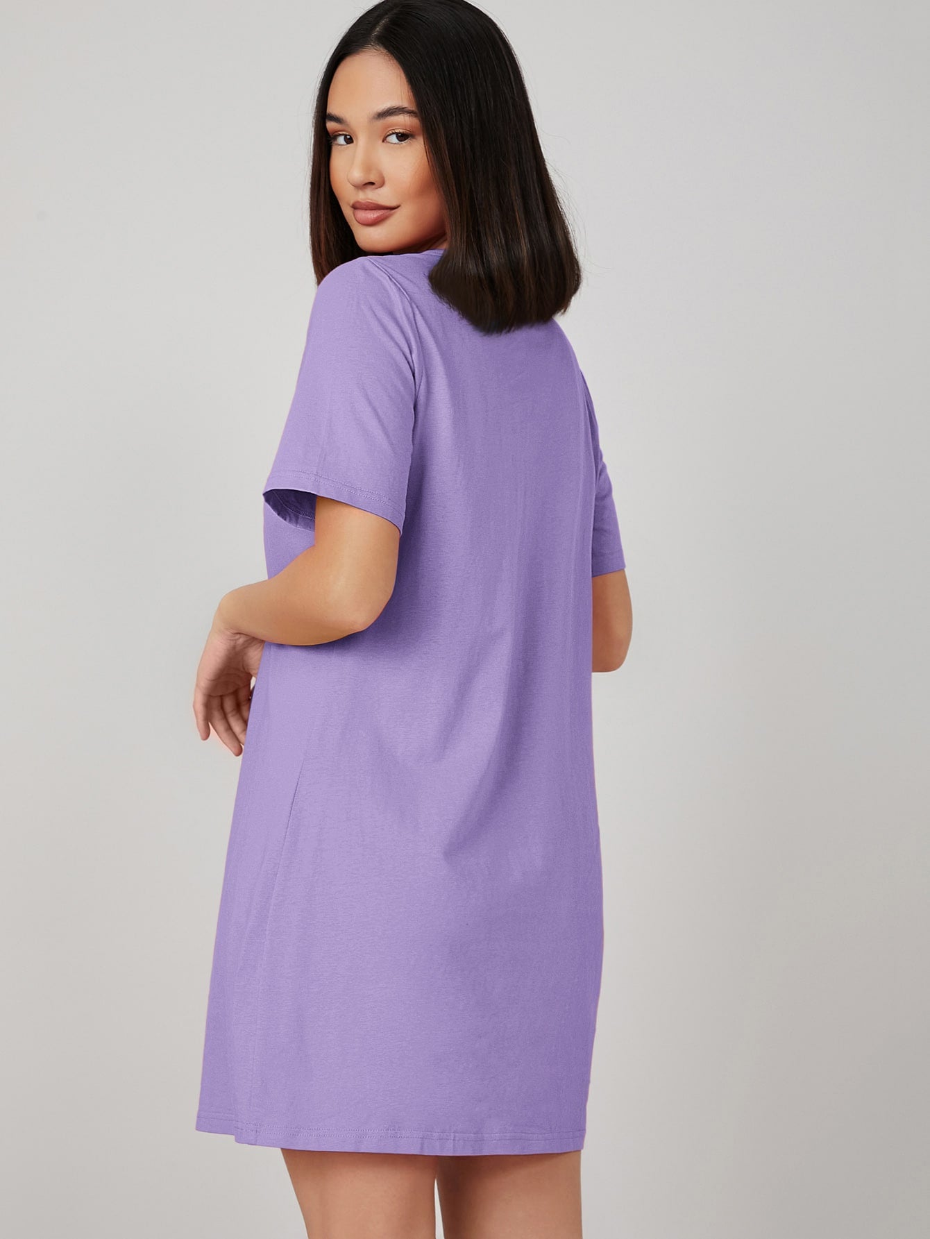 COLUMBA SOLID ROUND NECK SHORT SLEEVE TEE DRESS