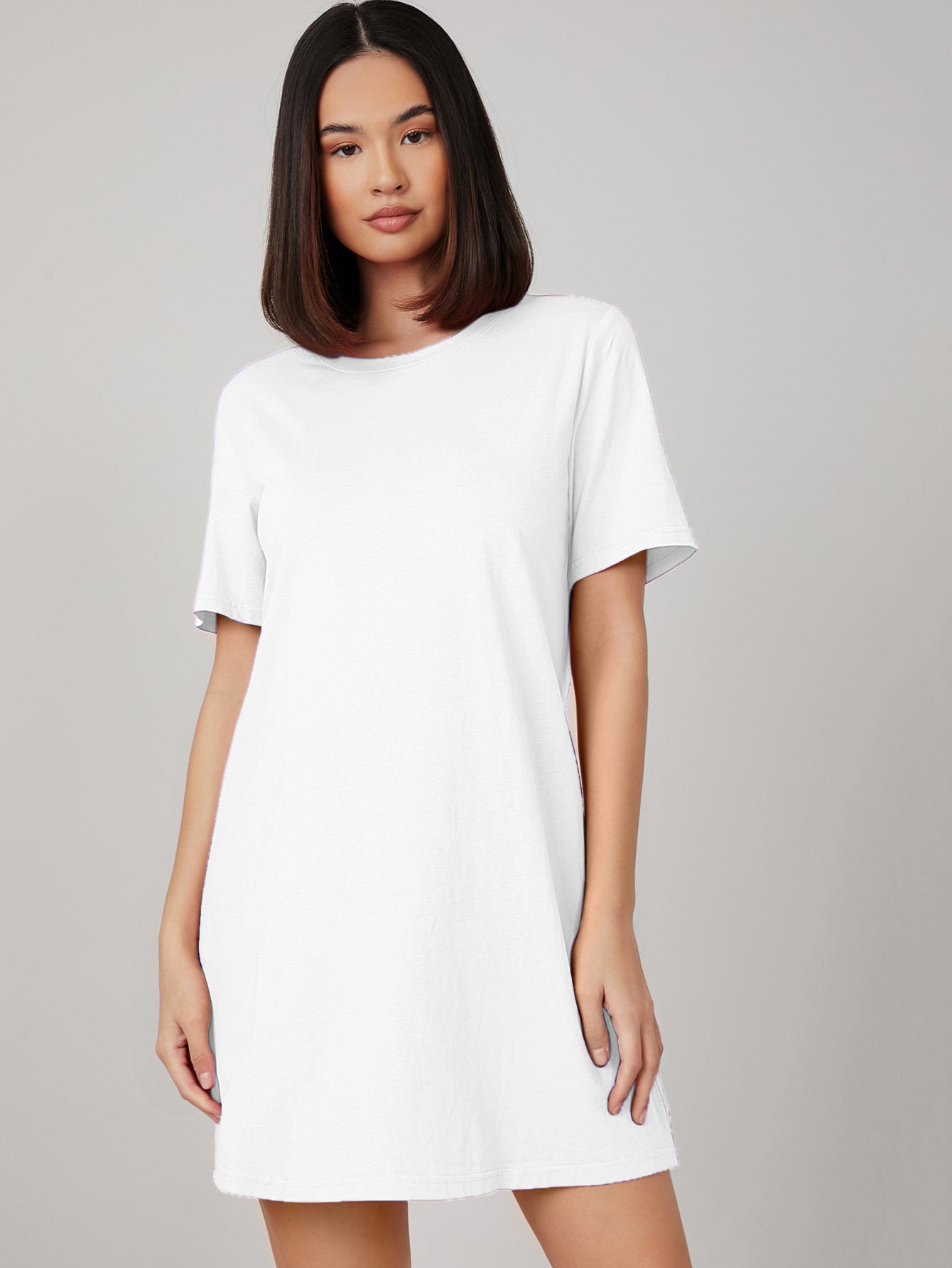 COLUMBA SOLID ROUND NECK SHORT SLEEVE TEE DRESS