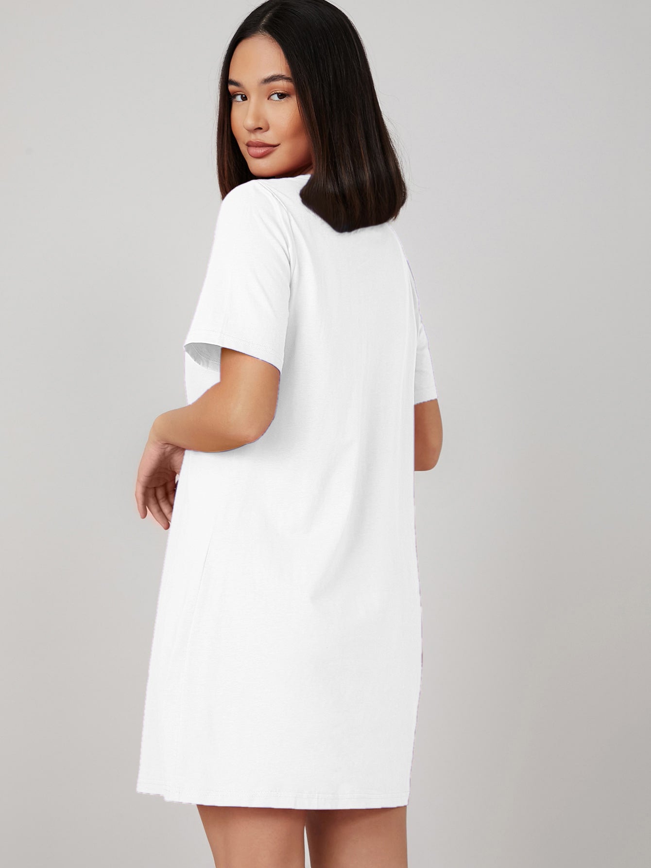 COLUMBA SOLID ROUND NECK SHORT SLEEVE TEE DRESS